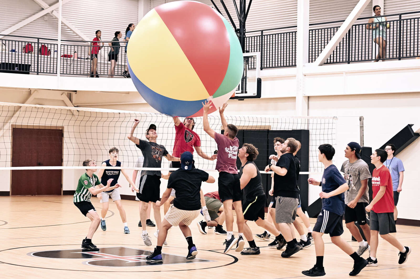 BCYC students playing volleyball with a giant beachball