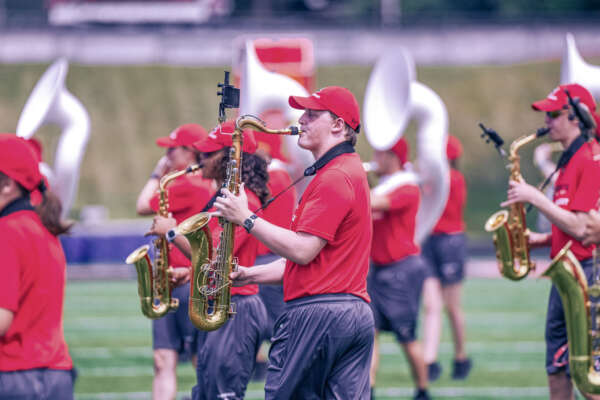 Marching Students on the field