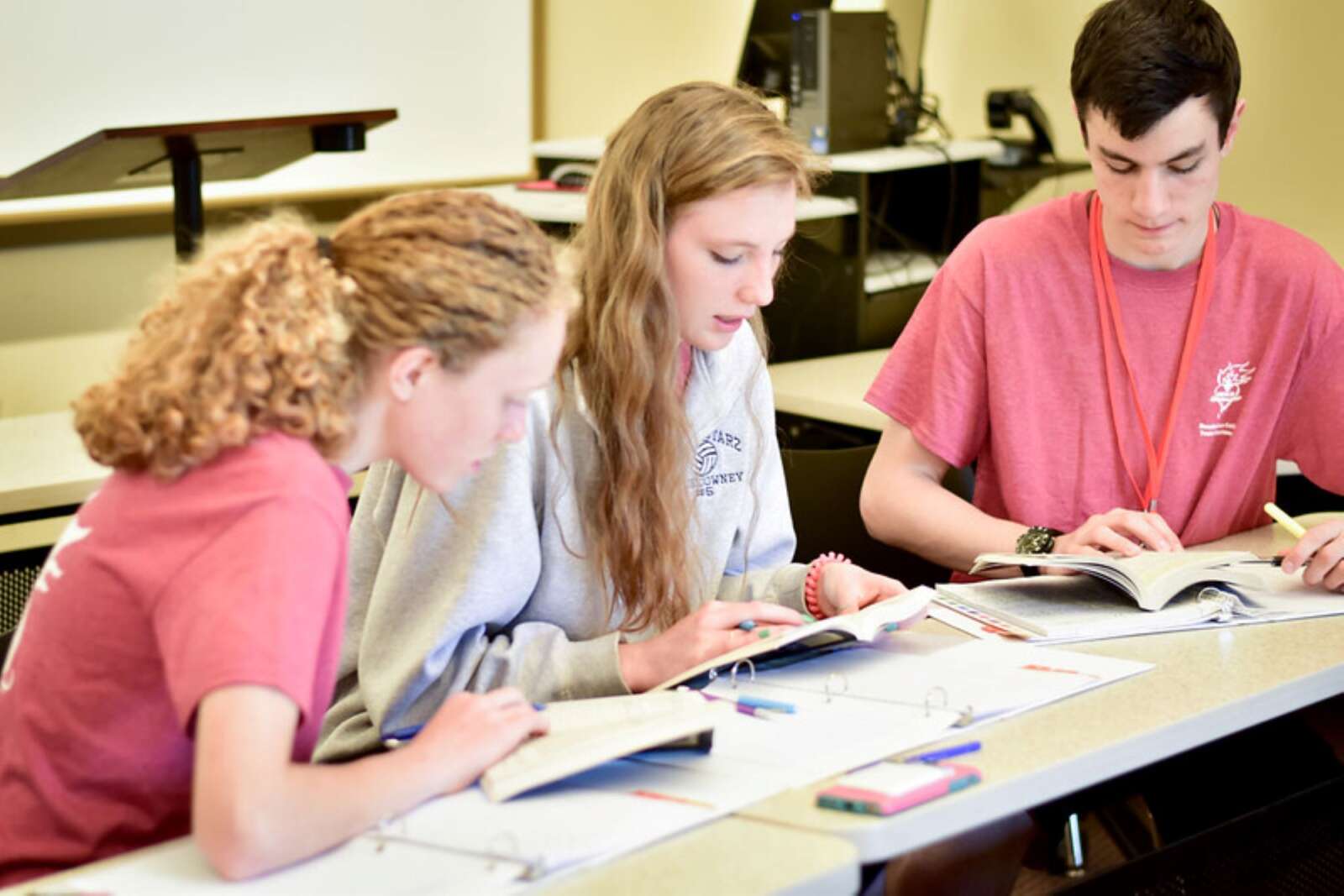 Students discuss a reading in class during BCYC Immersion