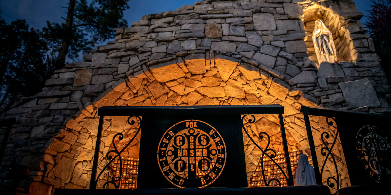 Mary's Grotto at night