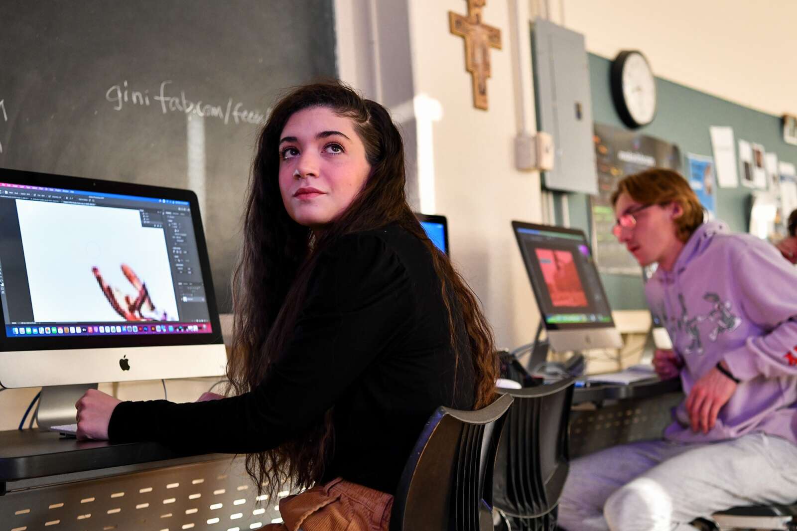 students working on computers for graphic design