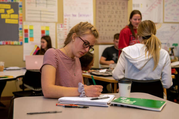 Students studying in an education classroom