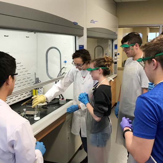 Students learning in a chemistry lab