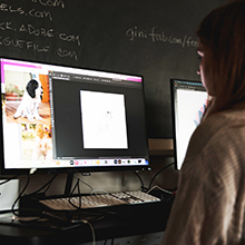 Student at computer for graphic design