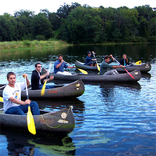 Students in canoes