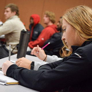 A student in class