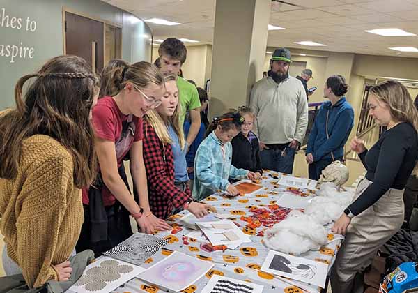Students and attendees at the Spooky Science event