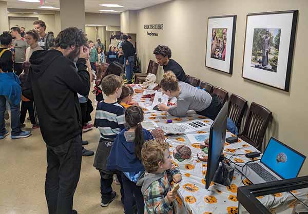 Students and attendees at the Spooky Science event