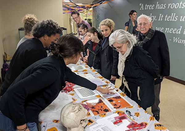 Students and attendees at the Spooky Science event