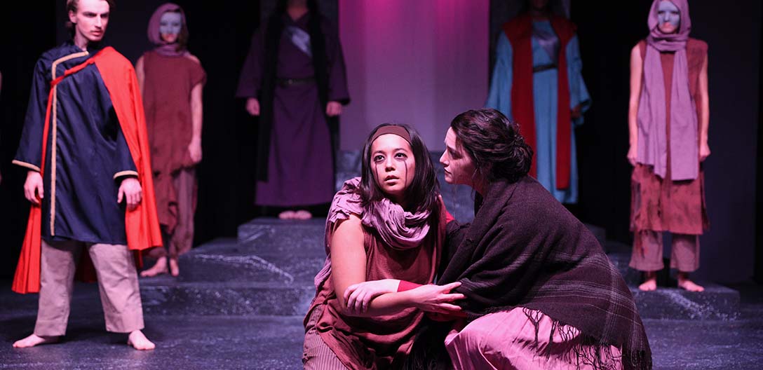 Student actors in a theatre production