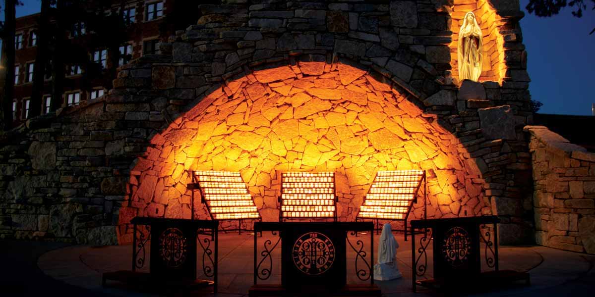Mary's Grotto at night