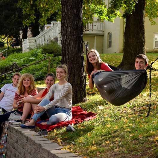 Students hanging out outside