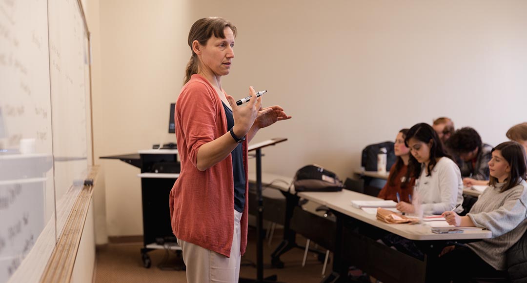 Dr. Jamie Spiering teaches during a class
